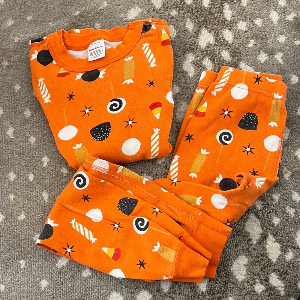Hanna Anderson Orange Kids Pajamas with Candy Print